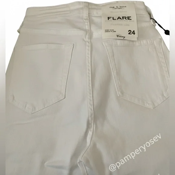 rag & bone Casey Exposed Button High Waist Ankle Flare Jeans (Optic White) - Picture 7 of 13